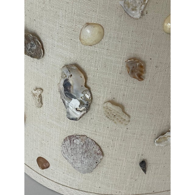 1970s Pair Coastal Sea Shell Linen Lamp Shades For Sale - Image 4 of 5