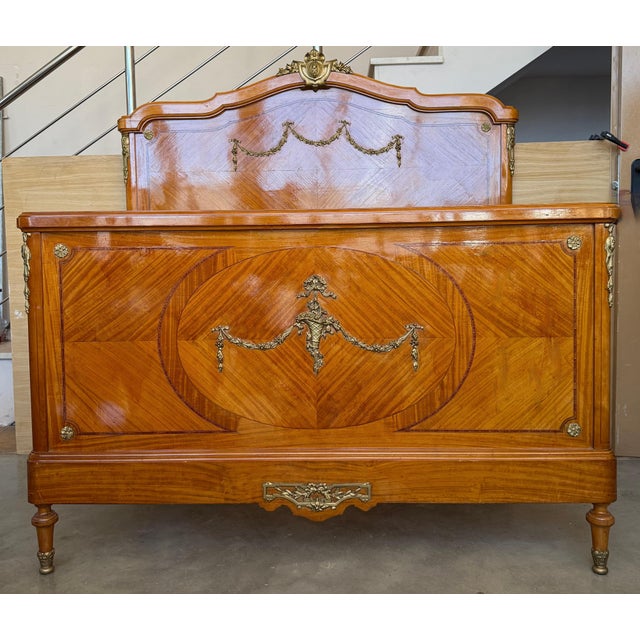 1920s French Neoclassical Burl Maple Full Size Bed Frame For Sale - Image 16 of 18