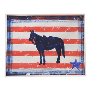 Horse Western Americana Pop Art Folk Art Minimalism Red White Blue Original Painting by Cleo Plowden