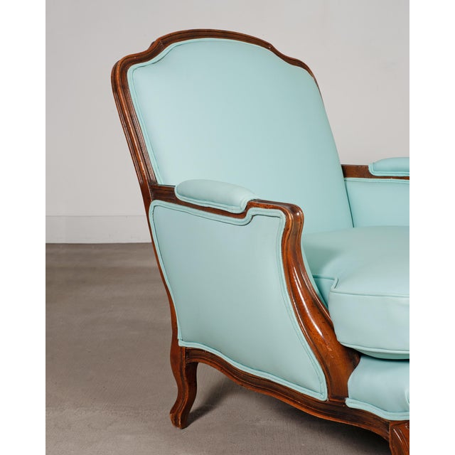 Louis XV Style Bergère Lounge Chair in Tiffany Blue + Ottoman For Sale - Image 10 of 18