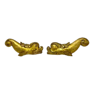 Pair of Antique Italian Gilt Dolphin Plaques