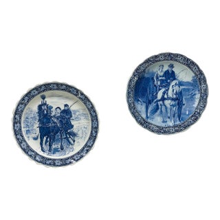Late 20th Century Delft Blue and White Platters - Set of 2 For Sale