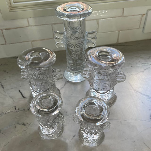 Collection of 5 Vintage Bertil Vallien Kosta Glass Angel Candle Holders Sweden 70s For Sale - Image 11 of 12