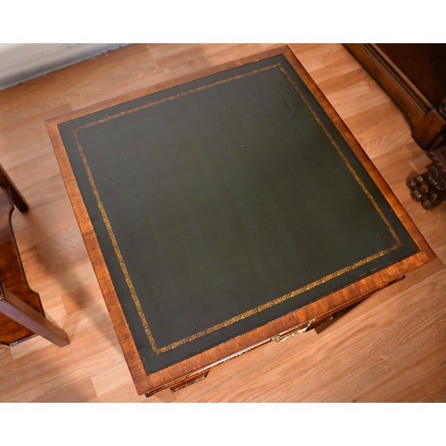 1930s Pair of English Regency Mahogany Green Leather Top Accent Side Tables For Sale - Image 18 of 18