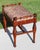 Textile Mid-20th Century Traditional Cherry-Finish Vanity Bench With Pink & Brown Damask Upholstery For Sale - Image 7 of 18