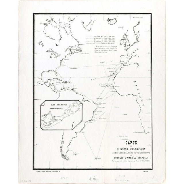 Bermuda Islands is an original black and white print realized in 1865. Good conditions except for some light folds along...