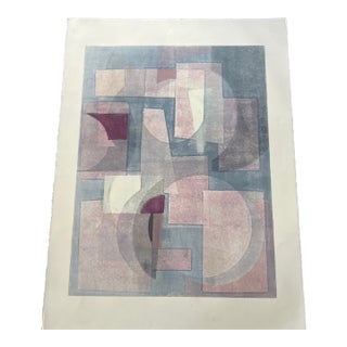 Original Signed 2025 Mixed Media Pastel and Geometric Monotype Artwork, Unframed 18 X 24 For Sale