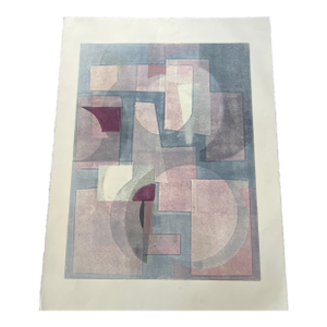Original Signed 2025 Mixed Media Pastel and Geometric Monotype Artwork, Unframed 18 X 24