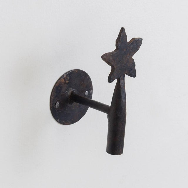 1950s Spanish Iron Flower Wall Hook For Sale - Image 9 of 9