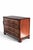 An elegant 1940s antique mahogany chest of drawers, finely crafted with striking book matched flame mahogany veneer and...