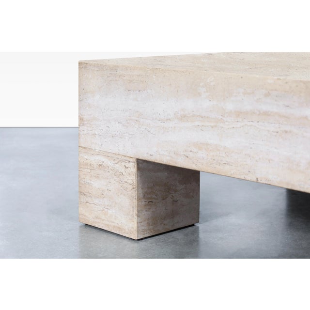 1970s Monumental Italian Travertine Coffee Table For Sale In Los Angeles - Image 6 of 11