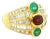 1980s Italian Emerald, Ruby & Diamond Cocktail Ring in 18k Gold, Size 6 For Sale
