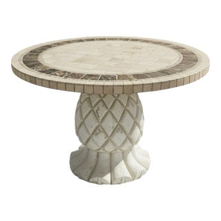 Vintage Pineapple Base Mosaic Tile Outdoor Dining Table For Sale