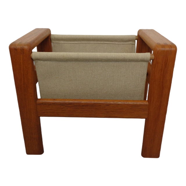 Danish Solid Teak Magazine Rack, 1960s For Sale