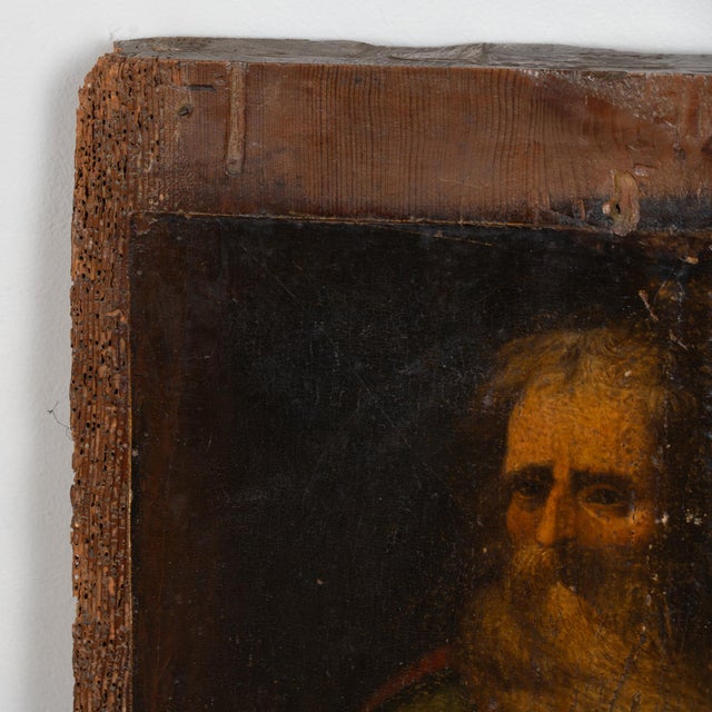18th Century Original Painted Icon on Wood of Saint Paul Holding a Sword For Sale - Image 4 of 12