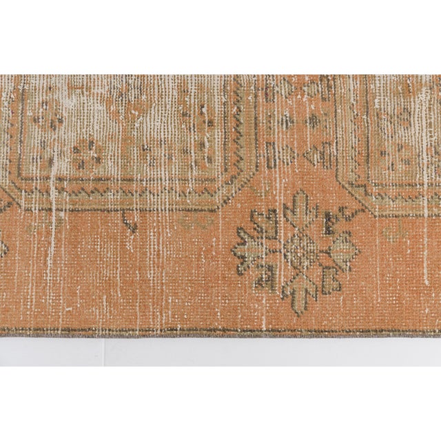 Mid 20th Century Orange Traditional Turkish Rug For Sale - Image 6 of 10