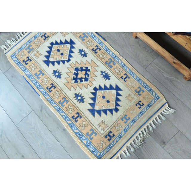 Traditional 1960s Vintage Blue Rug For Sale - Image 3 of 11