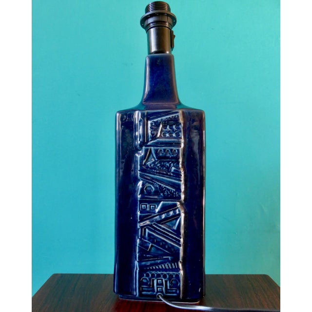 Tall Blue Enamelled Sandstone Table Lamp by Désirée. Denmark, 1965, in Flawless conditions. Designed 1960 to 1969 This...