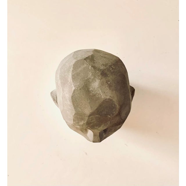 Stone Modern Contemporary Faux Stone Gray Head Sculpture For Sale - Image 7 of 8
