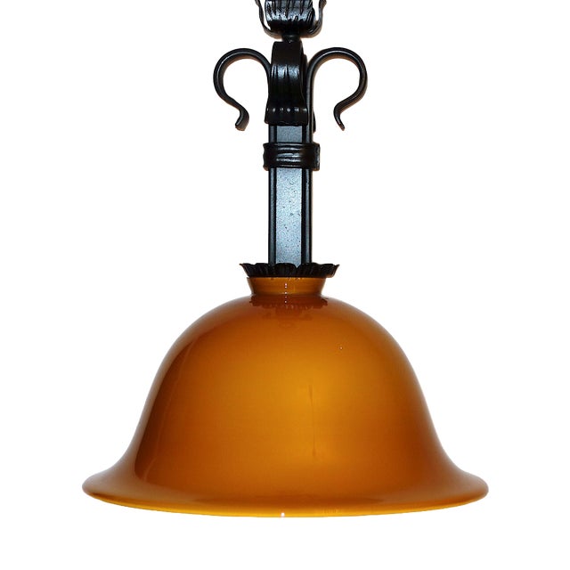 Antique Wrought Iron Glass Lamp from Koch U. Söhne, 1930s For Sale