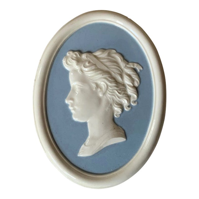 1920s Neoclassical Grecian Goddess Porcelain Lozenge - Wedgwood Style For Sale
