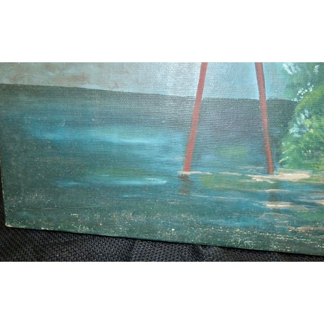 Green Vintage G. Kraft Oil Painting of a Woman With a Bird - Titled “Fantasy” For Sale - Image 8 of 13