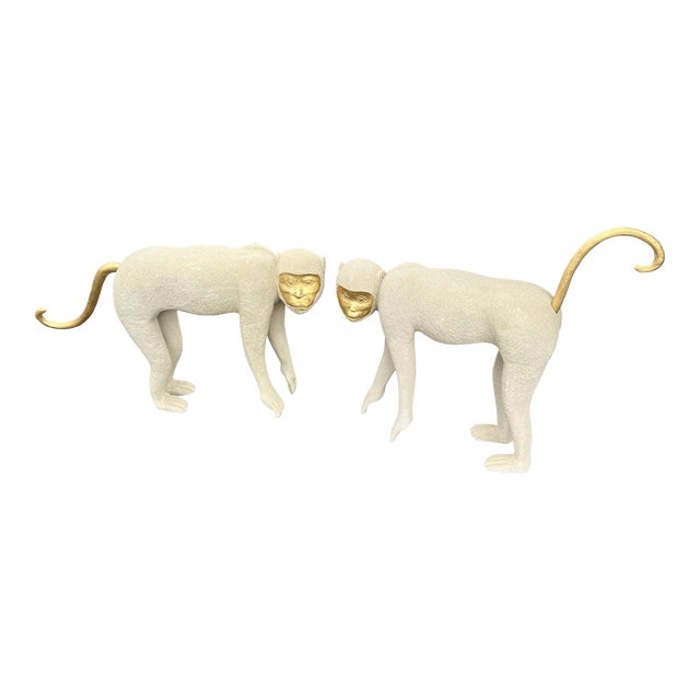 1980 Texture Life Size Monkey Statues - a Pair For Sale