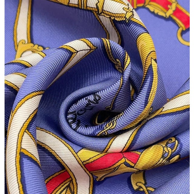 21st Century Full Set 41x41 Cm Navy Silk Scarf by Hermès For Sale - Image 6 of 15