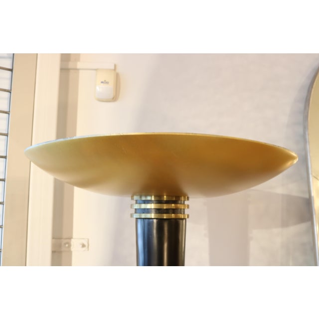 French Art Deco Black & Gold Floor Lamp Torchiere , 1930's For Sale - Image 4 of 18