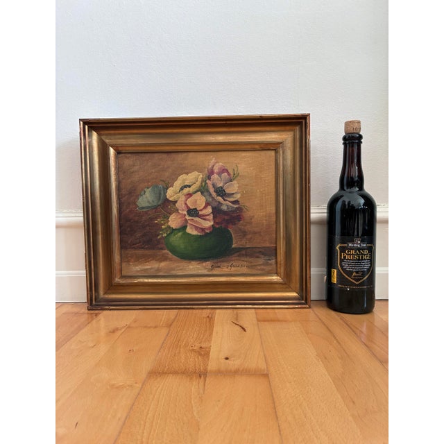 Vintage Original Floral Oil Painting, Signed Flower Art For Sale - Image 12 of 14