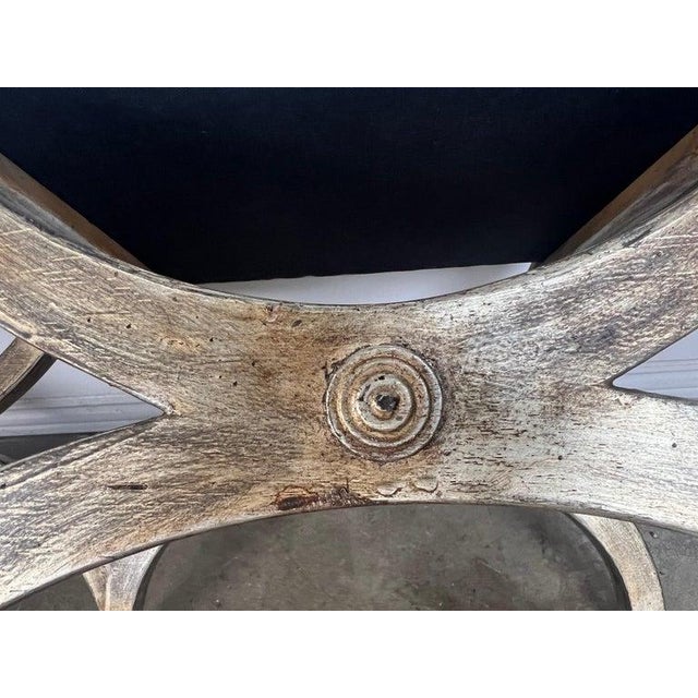 Silvered Carved Wood Curule-Form Bench, Europe, Early 20th Century For Sale - Image 16 of 18