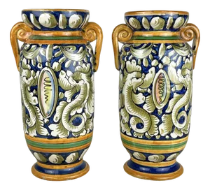 Painted and Handmade Ceramic Amphoraes of Caltagirone, 1980s, Set of 2