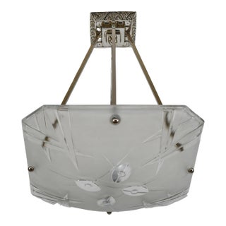 French Art Deco Pendant Light by Degue 1930 France For Sale