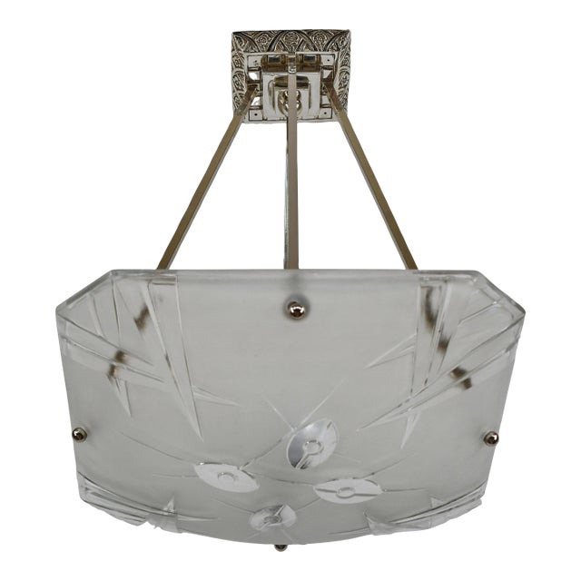 French Art Deco Pendant Light by Degue 1930 France For Sale