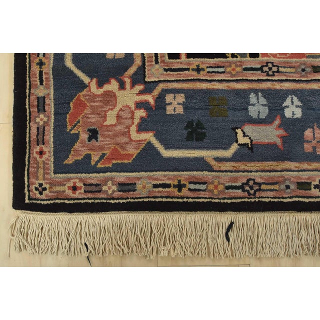 Heriz Rug 5’10” X 8’9” Black Wool Vintage Traditional Hand-Knotted Carpet For Sale - Image 12 of 15