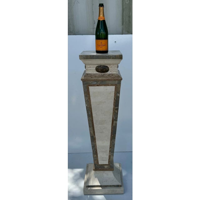 Maitland Smith tessellated marble Pedestal For Sale - Image 9 of 9