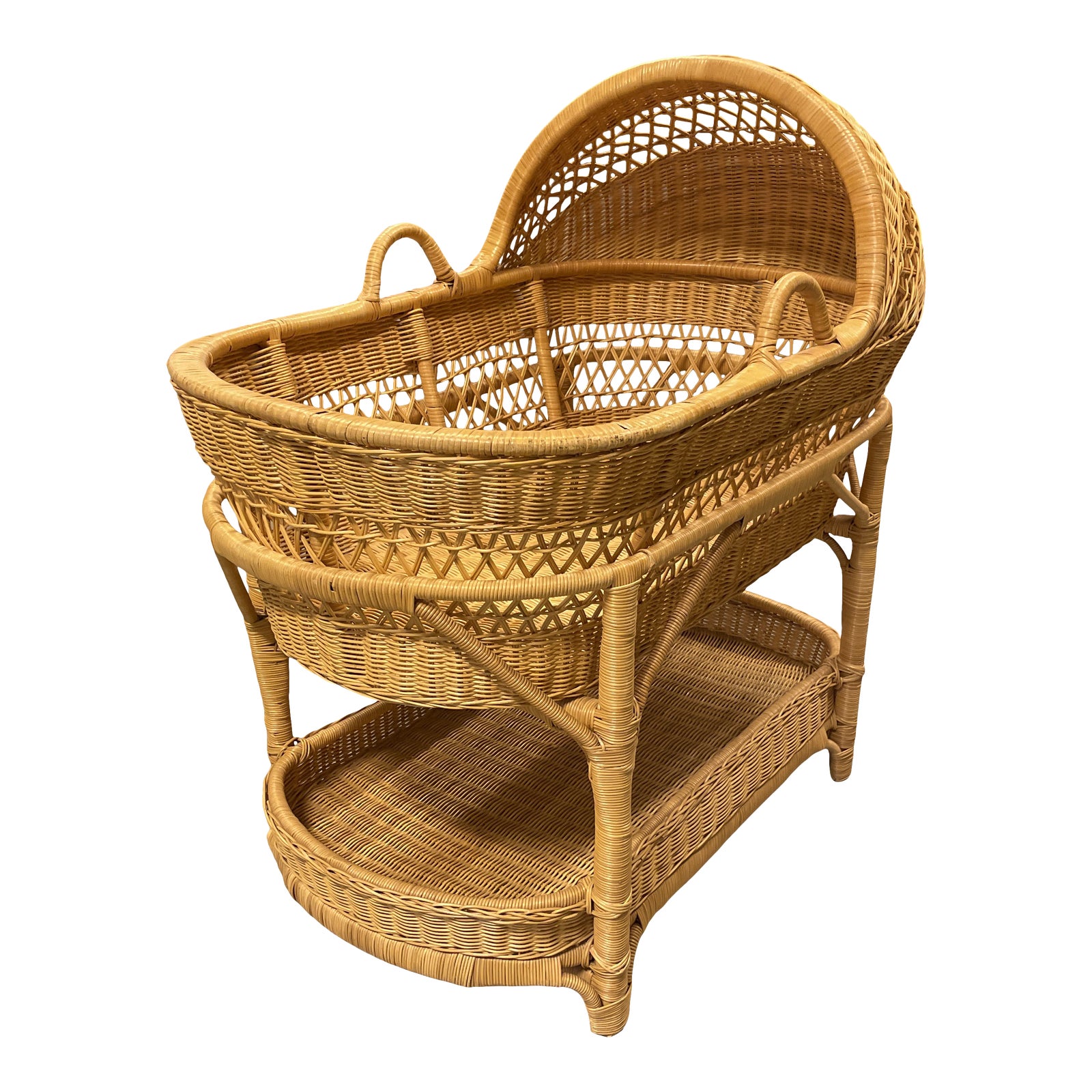 Fran's Handwoven Wicker Natural Rattan Baby Nursery Crib