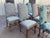 French French Tall-Back Dining Chairs W/Grey & Turquoise Linen New Upholstery For Sale - Image 3 of 10