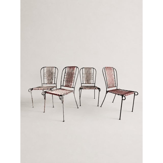 Mid-Century French Wrought Iron and Woven Cord Patio Chairs, 1950s, Set of 4 For Sale - Image 17 of 17