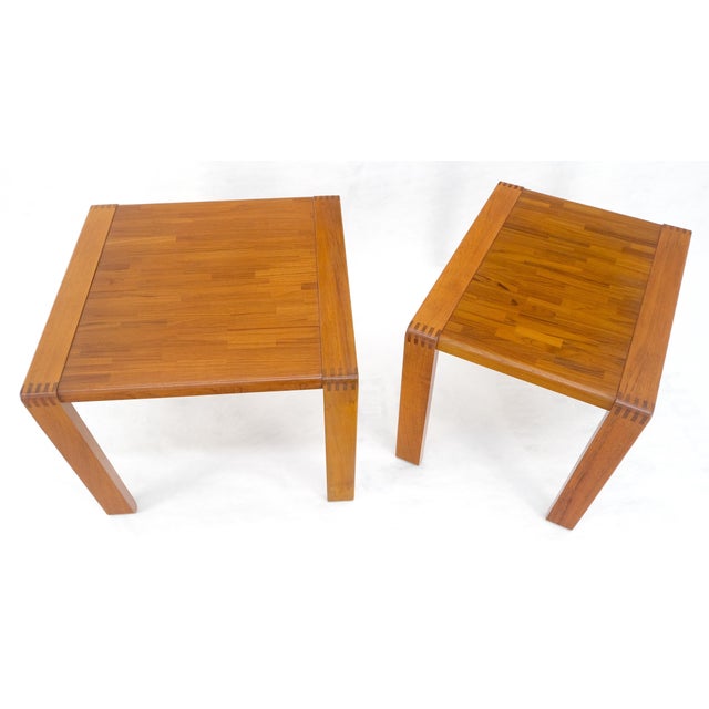 Pair of Solid Teak Danish Mid Century Modern Teak Side End Night Tables Stands second table is 20" wide, thanks...
