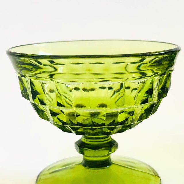 Mid 20th Century Mid Century Modern Indiana Glass Green Coupe Glasses - Set of 6 For Sale In San Francisco - Image 6 of 10