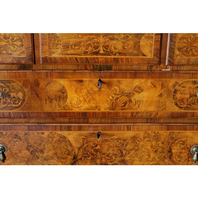 George II Burl Walnut and Marquetry Hightboard, 1890s For Sale - Image 4 of 18