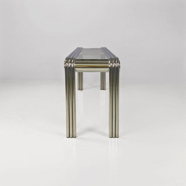 Italian Modern Console in Steel and Glass, 1970s For Sale - Image 3 of 9
