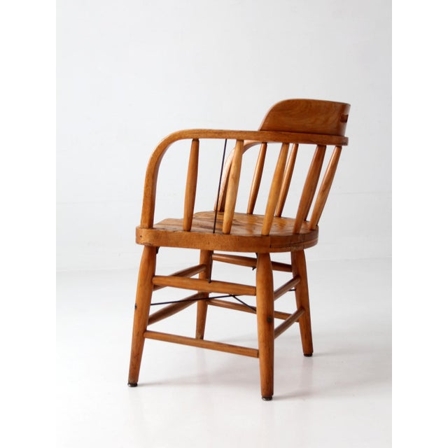 Vintage Oak Captain's Chair For Sale - Image 11 of 17