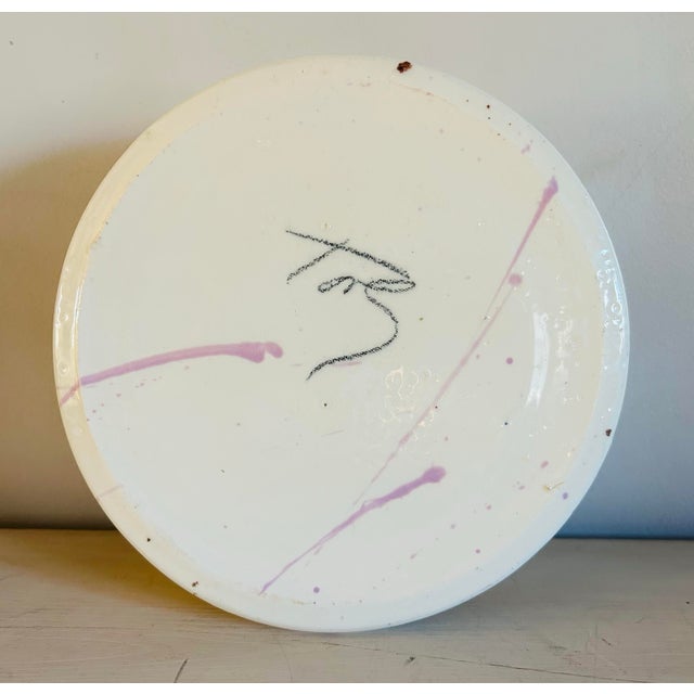 Ceramic 1980s Original Studio Pottery Serving Bowl Abstract Peaches Design by Donna Toohey For Sale - Image 7 of 7