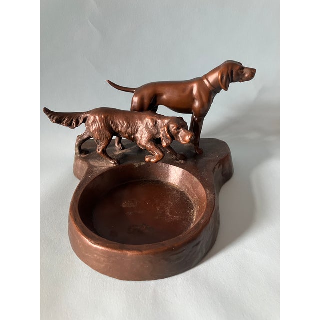 1920's English Bronze Hunting Dogs, Pointer & Golden Setter, Trinket Bowl Tray For Sale - Image 9 of 11