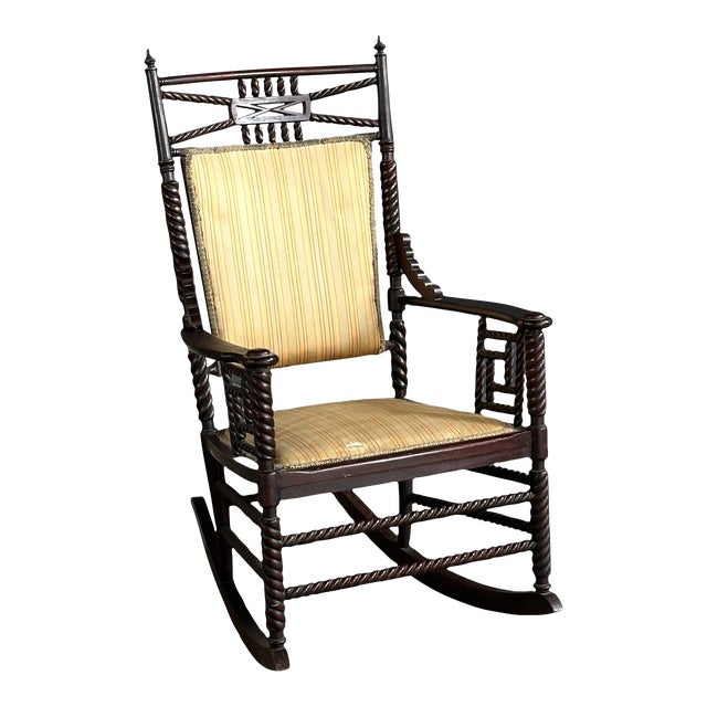Mid 19th Century Victorian Barley Twist Rocking Chair For Sale