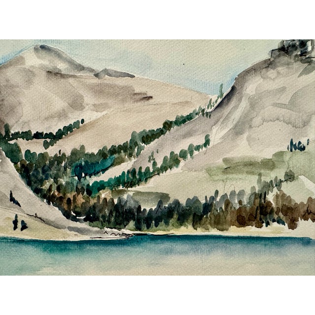 Rustic Henry Emil Salloch Original Watercolor on Paper Tenaya Lake, 1951. For Sale - Image 3 of 8