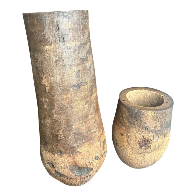 Large Organic Modern Wooden Vessels — Sculptural, Hand‑Carved, Primitive Modern Forms For Sale