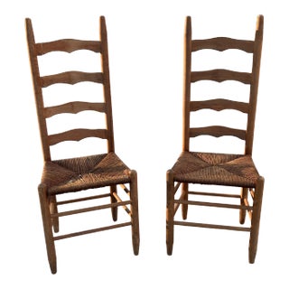 1920s Antique Ladderback Chairs- a Pair For Sale